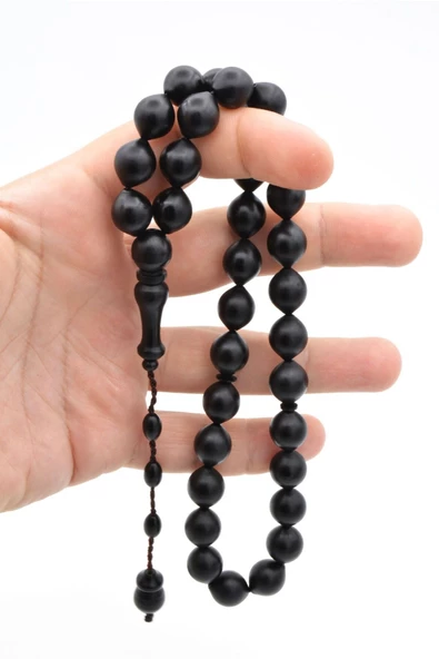 Sistemli Sığırcık Kesim İri Boy Siyah Fiber Tesbih - 4