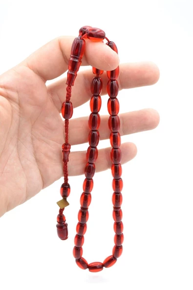 Cüneyd Hasan İmzalı Çift Çekim Kapsül Kesim Turuncu Katalin Tesbih - Resim 3