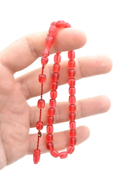 Şükrü Baba Imzalı Bilek Boy Kapsül Kesim Neon Kırmızı Katalin Tesbih - Resim 3