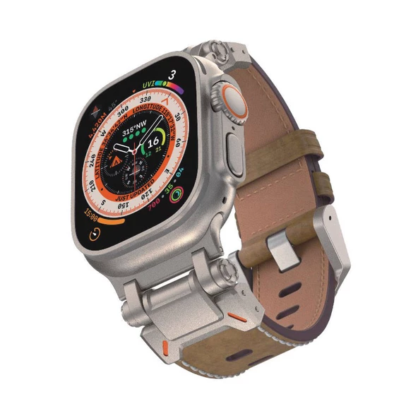 Apple Watch 42mm  KRD-114 Metal Başlıklı Suni Deri Kordon - 5