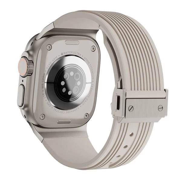 Apple Watch 7 45mm  KRD-113 Spor Görünümlü Silikon Kordon - 5