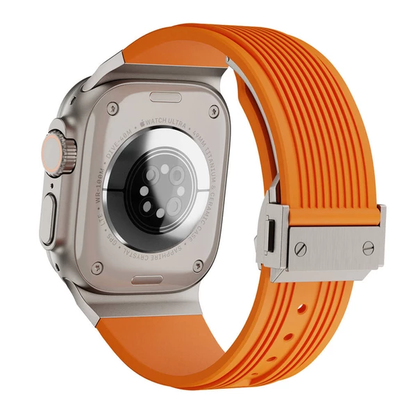 Apple Watch 7 45mm  KRD-113 Spor Görünümlü Silikon Kordon - 3