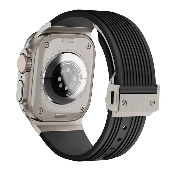Apple Watch 7 45mm  KRD-113 Spor Görünümlü Silikon Kordon - 6