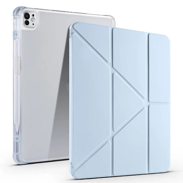 Apple iPad Air 11 2024 Kılıf  Tri Folding Kalem Bölmeli Standlı Kılıf - 8