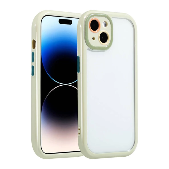 Apple iPhone 14 Kılıf Kamera Korumalı Renkli Kenar ve Çerçeve Tasarımlı  Vitamin Kapak - 3