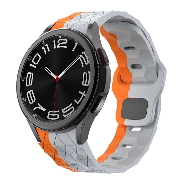 Galaxy Waych 5 44mm  KRD-116 20mm Futbol Desenli Spor Tasarımlı Silikon Kordon