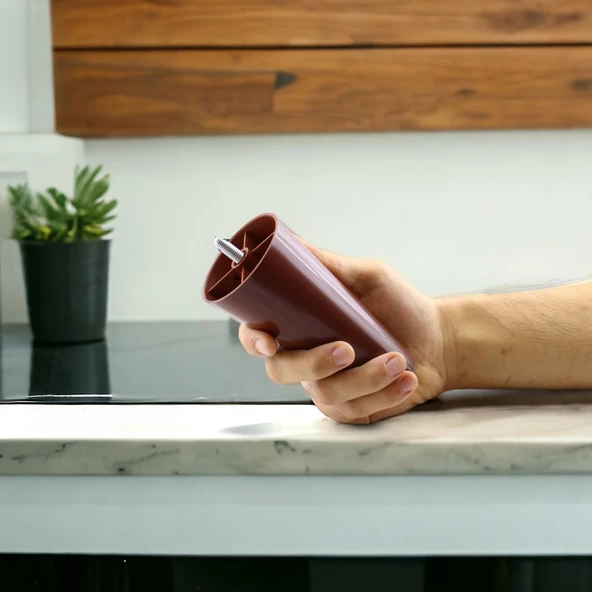 Düz Plastik Ayak 14 cm Mobilya Yükseltici Sehpa Kanepe TV Ünitesi Koltuk Ayağı Baza Ayakları Ceviz - 2