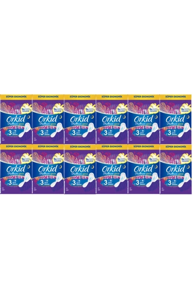 Orkid Platinum Gece Boy 3 Hijyenik Ped 16'lı 12 Adet