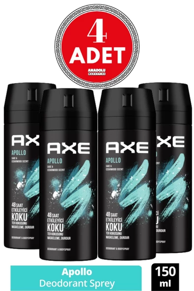 Axe Apollo 150 ml 4 Adet Erkek Deodorant