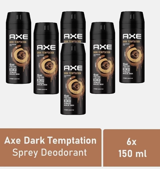 Axe Dark Temptation Deodorant Sprey 150 ml 6 Adet