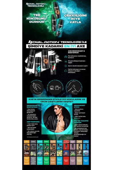 Axe Dark Temptation 150 ml 6 Adet Erkek Deodorant - 4