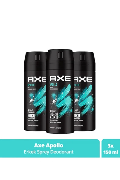 Axe Apollo 150 ml 3 Adet Erkek Deodorant