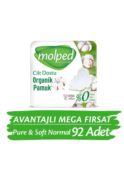 Molped Pure & Soft Normal Hijyenik Ped Mega Fırsat 46'lı 2 Adet