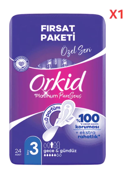 Orkid Platinum Gece & Gündüz Boy 3 Hijyenik Ped 24'lü