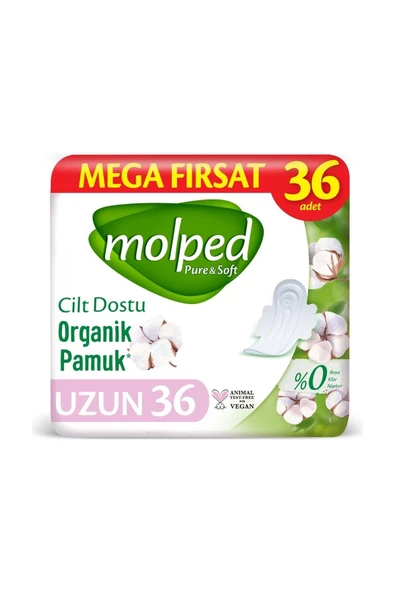 Molped Pure & Soft Uzun 36'lı Mega Fırsat Hijyenik Ped