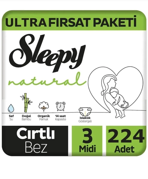 Sleepy Natural 3 Numara Midi 224'lü Bebek Bezi