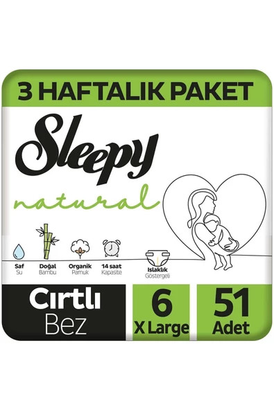 Sleepy Natural 6 Numara Xlarge 51'li Bebek Bezi