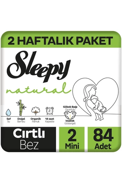 Sleepy Natural 2 Numara Mini 84'lü Bebek Bezi