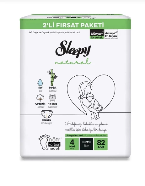 Sleepy Natural 4 Numara Maxi 82'li Bebek Bezi