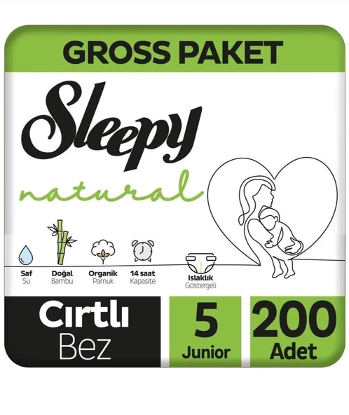 Sleepy Natural 5 Numara Junior 200'lü Bebek Bezi