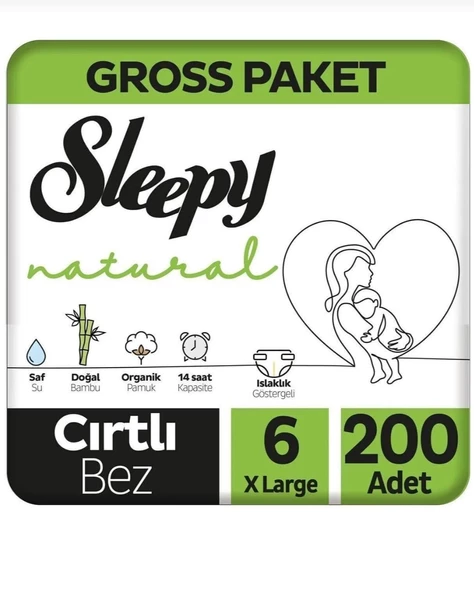 Sleepy Natural 6 Numara Extra Large 200'lü Bebek Bezi