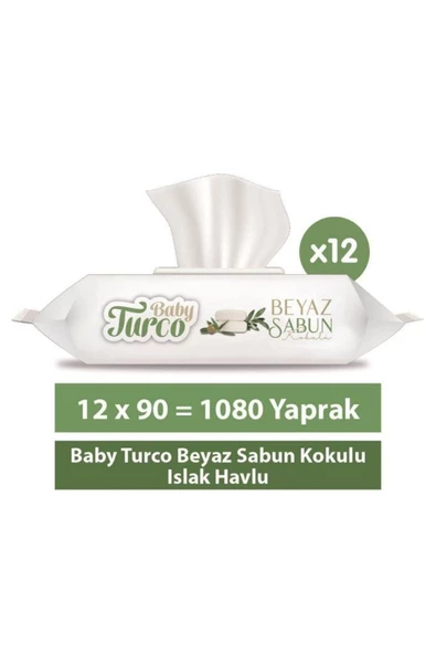 Baby Turco Baby Tuco Beyaz Sabun Kokulu Islak Havlu 12 Adet 90'lı