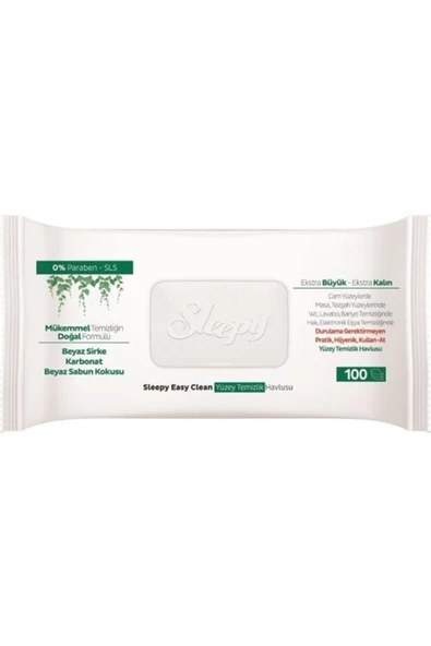 Sleepy Easy Clean Beyaz Sabun Katkılı Yüzey Temizlik Havlusu 100 Yaprak 4'lü - 3