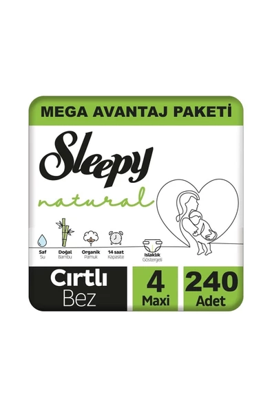 Sleepy Natural 4 Numara Maxi 240'lı Bebek Bezi