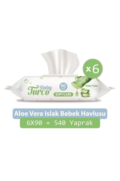 Baby Turco Softcare Aloe Vera 90 Yaprak 6'lı Paket Islak Bebek Havlusu