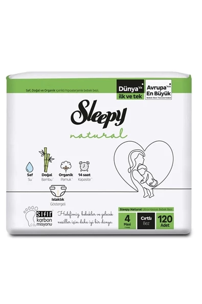 Sleepy Natural 4 Numara Maxi 120'li Bebek Bezi