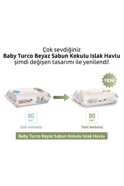 Baby Turco Baby Tuco Beyaz Sabun Kokulu Islak Havlu 12 Adet 90'lı - 5