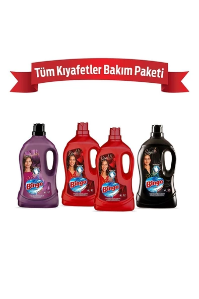 Bingo Matik Sıvı Bakım Çamaşır Deterjanı Tüm Kıyafetler 4 L 4'lü