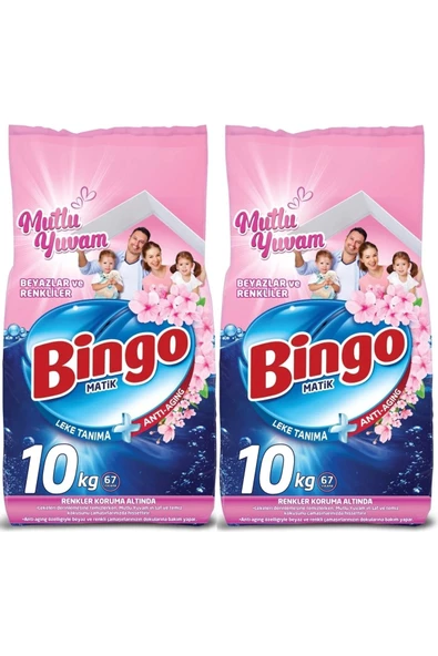 Bingo Matik Mutlu Yuvam Renkliler ve Beyazlar 10 kg 2'li Toz Deterjan