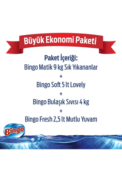 Bingo büyük Ekonomi Paketi 9 Kg Toz Çamaşır Deterjanı Sık Yıkananlar Çamaşır Yumuşatıcısı 5 L Lovely - 2