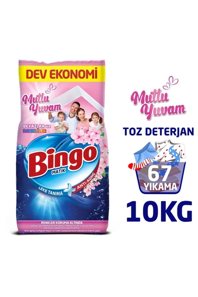 Bingo Matik Mutlu Yuvam Renkliler ve Beyazlar 10 kg Toz Deterjan