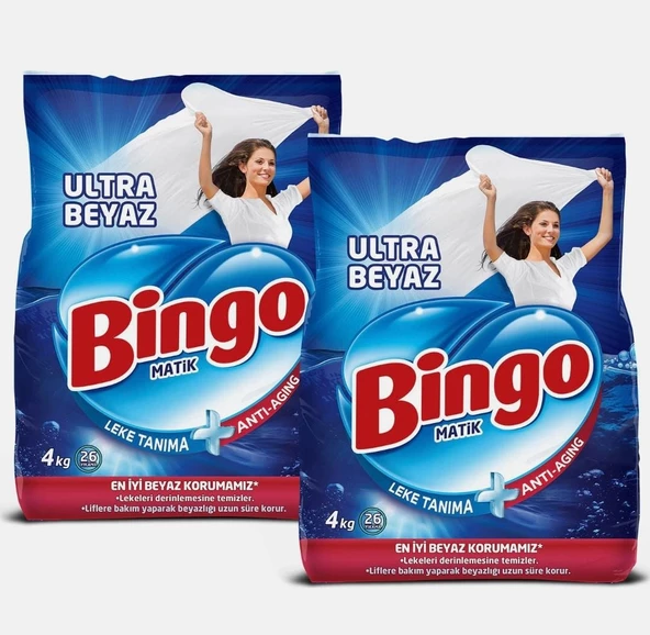 Bingo Matik Toz Çamaşır Deterjanı 4 kg Ultra Beyaz 2'li - 8 kg - 2