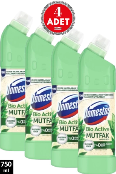 Domestos Çamaşır Suyu Bio Active Mutfak Maksimum Hijyen 750 Ml 4 Adet ürün görseli