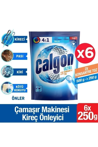 Calgon Toz 250 gr 6'lı Kireç Önleyici