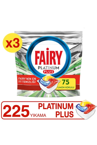 Fairy Platinum Plus Bulaşık Makinesi Tableti 75'li 3 Adet