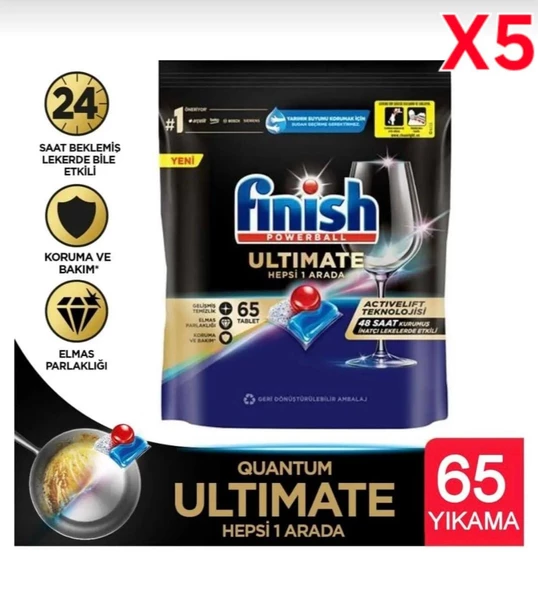 Finish Quantum Ultimate Bulaşık Makinesi Tableti 65'li 5 Adet