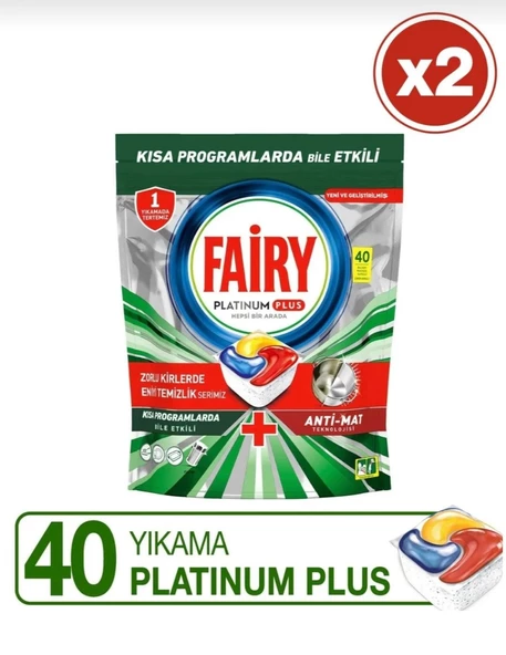 Fairy Platinum Plus Bulaşık Makinesi Tableti 40'lı 2 Adet