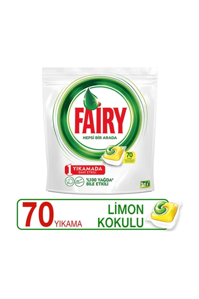 Fairy Hepsi Bir Arada Limon Bulaşık Makinesi Tableti 70'li