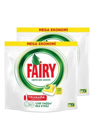 Fairy Hepsi Bir Arada Limon Bulaşık Makinesi Tableti 120'li 2 Adet