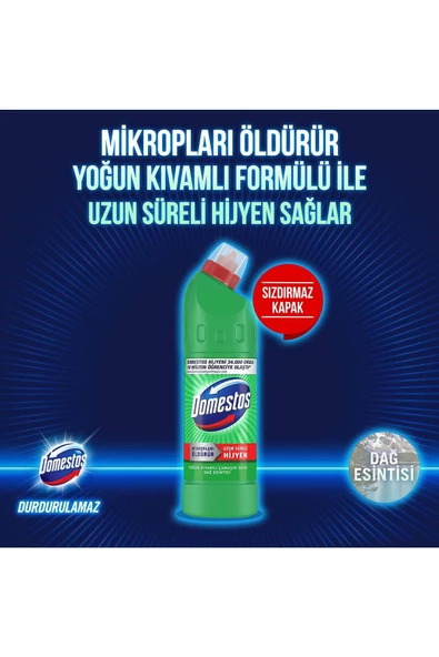 Domestos Çamaşır Suyu Yoğun Kıvamlı Maksimum Hijyen Dağ Esintisi 750 ml X3 Adet - Resim 3