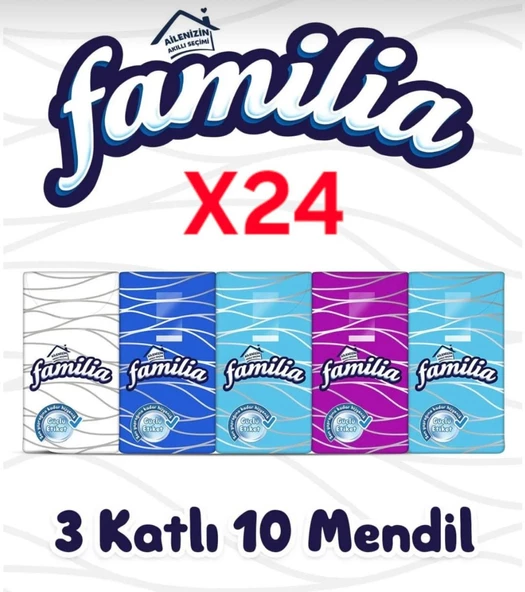 Familia 3 Katlı 10'lu 24 Adet Kağıt Mendil