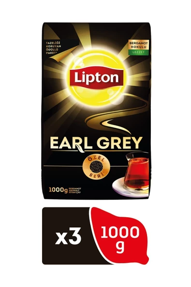 Lipton Earl Grey 1 kg 3'lü Bergamotlu Çay