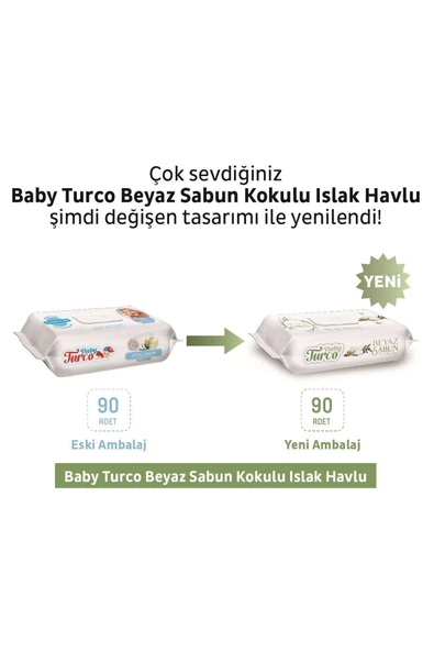 Baby Turco Beyaz Sabun Kokulu 90 Yaprak 12'li Paket Islak Mendil - 5