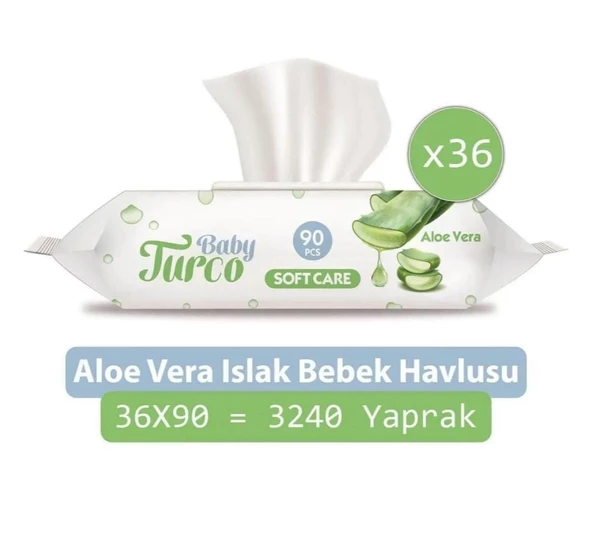 Baby Turco Softcare Aloe Vera 90 Yaprak 36'lı Paket Islak Bebek Havlusu