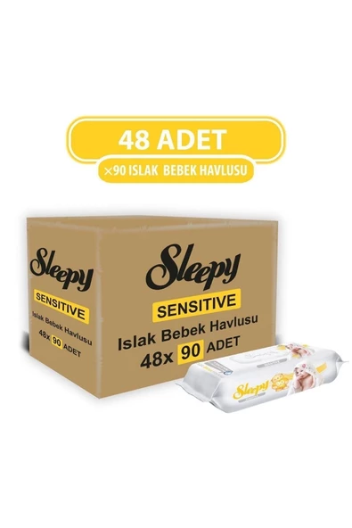 Sleepy Sensitive 90 Yaprak 48'li Paket Islak Mendil