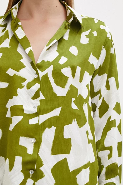 Geometrik Desen Gömlek Yeşil - 3